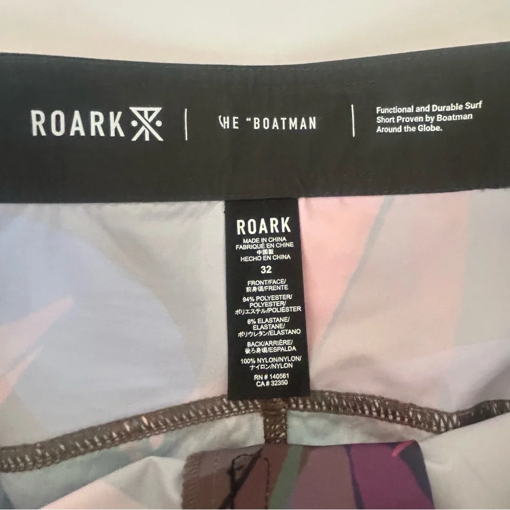 Roark Boatman Board Shorts Mens 32 Surf Swim Trunks Multicolor RB399 NWT NEW